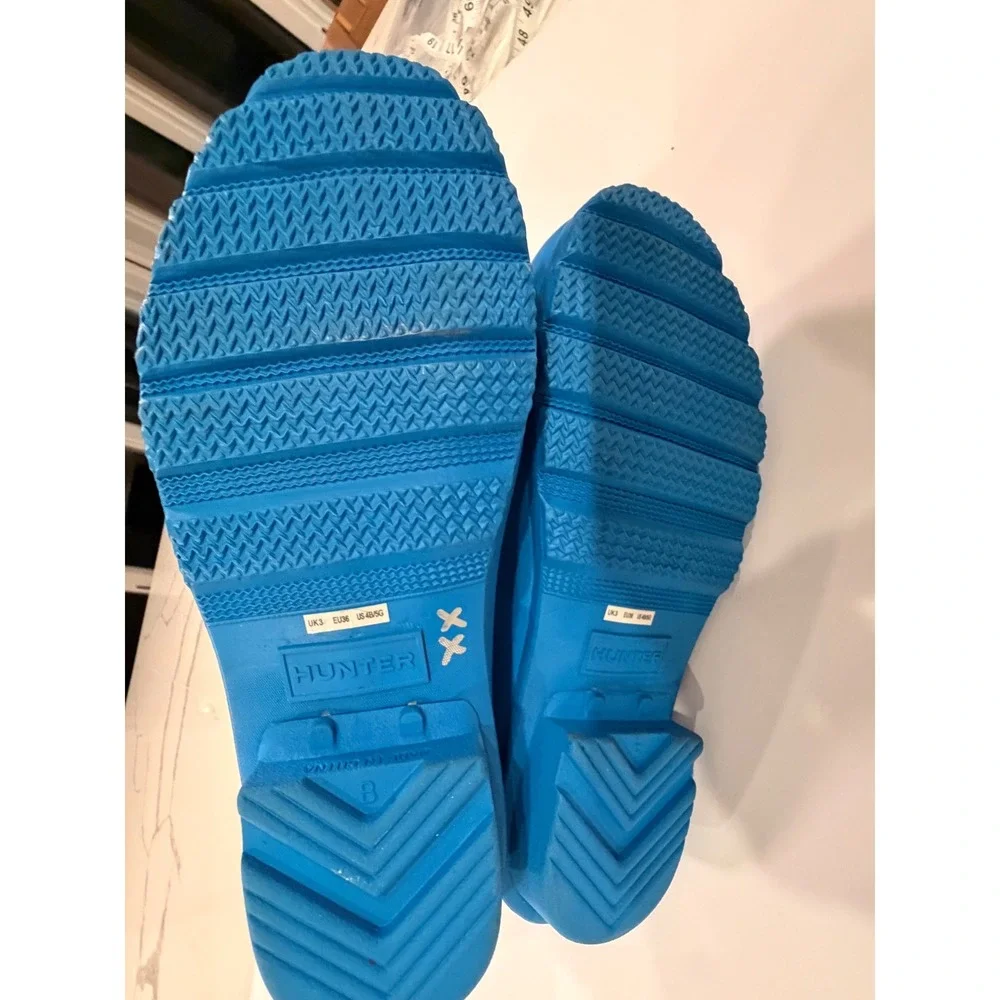Hunter Original Chelsea Blue Rubber Rain Boots Waterproof Womens 5 Boys 4 EU 36